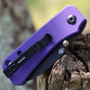 CIVIVI Baby Banter Folding Knife (C19068S-4)- 2.34" Blackwashed Nitro-V Drop Point Blade, Purple G-10 Handles