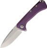 PMP Knives Revenge II Frame Lock Knife - 3.74" M390 Satin Drop Point Plain Blade, Purple Textured Titanium Handle