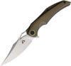 CMB Made Knives Prowler Flipper Knife - 3.75" M390 Satin Clip Point Plain Blade, Bronzed Titanium Handle