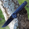 Kansept Knives EDC Tac (K2009A5) 3.1" S35VN Stonewashed Black Ti-Coated Drop Point Plain Blade, Blue Rose Carbon Fiber Handle with Black Anodized Titanium Inlay
