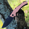 Kansept Knives Hellx (KT1008C1) 3.6" D2 Stonewashed Black Ti Coated Drop Point Blade, Red Copper and Blue Anodized Stainless Steel Handle