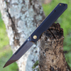Kansept Knives Prickle (KT1012T1) - 3.53" 154CM Black Ti-Coated Tanto Plain Blade, Black G-10 Handle with Gold Liner