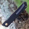 Kansept Knives Prickle (KT1012T1) - 3.53" 154CM Black Ti-Coated Tanto Plain Blade, Black G-10 Handle with Gold Liner