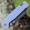 QSP Knife Penguin Frame Lock  (QS130S) 3.06" 154CM Black Stonewashed Sheepsfoot Plain Blade, Blue Titanium Stonewashed Handles