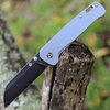 QSP Knife Penguin Frame Lock  (QS130S) 3.06" 154CM Black Stonewashed Sheepsfoot Plain Blade, Blue Titanium Stonewashed Handles