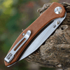 CIVIVI Hadros Folding Knife (C20004-2)- 3.35" Satin 10Cr15CoMoV Wharncliffe Blade, Brown Micarta Handle