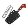 QSP Knife Nekmu Neck Knife (QS126G) 2.8” D2 Satin Drop Point Plain Blade, Red G-10 Handle, Black Kydex Sheath