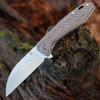 QSP Knife Pelican (QS118A1) 3.625" CPM-S35VN Stonewashed Wharncliffe Plain Blade, Brown Textured Micarta Handle