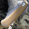 Kansept Knives Wedge (KT2026B9) 2.9" 154CM Stonewashed Clip Point Plain Blade, Yellowish Brown G-10 Handle
