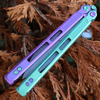 EOS Trident Balisong Joker Edition - Purple / Green Ti (4.5" CPM S30V SW)