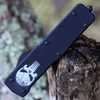 Templar Knife Premium Lightweight Series - Small OTF Automatic (SA-FL-32-1) - 3" Powder D2 Black SW Drop Point, Aluminum Fallen Skull Handle