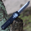 Templar Knife Premium Lightweight Series - Small OTF Automatic (SA-FL-32-1) - 3" Powder D2 Black SW Drop Point, Aluminum Fallen Skull Handle