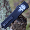 Templar Knife Premium Lightweight Series - Large OTF Automatic (LA-FL-32-1) - 3.55" Powder D2 Black SW Drop Point, Aluminum Fallen Skull Handle