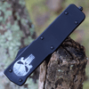 Templar Knife Premium Lightweight Series - Large OTF Automatic (LA-FL-12-1) - 3.55" Powder D2 Black SW Dagger, Aluminum Fallen Skull Handle
