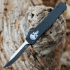 Templar Knife Premium Lightweight Series - Slim OTF Automatic (MA-FL-32-1) - 3" Powder D2 Black SW Drop Point, Aluminum Black Fallen Skull Handle