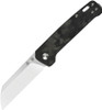 QSP Knife Penguin Folding Knife (QS130T) 3.06" D2 Two-Tone Satin Sheepsfoot Plain Blade, Black G-10 with Shredded Carbon Fiber Overlay Handle
