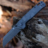 QSP Knife Penguin (QS130U) 3.125" D2 Black Stonewashed Sheepsfoot Plain Blade, Black G-10 with Shredded Carbon Fiber Overlay Handle