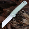 QSP Knife Penguin Folding Knife (QS130V) 3.125" D2 Two-Tone Satin Sheepsfoot Plain Blade, Jade G-10 Handle