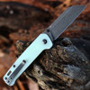 QSP Knife Penguin Folding Knife (QS130W) 3.125" D2 Black Stonewashed Sheepsfoot Plain Blade, Jade G-10 Handle