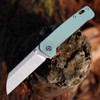 QSP Knife Penguin Folding Knife (QS130X) 3.06" 154CM Stonewashed Sheepsfoot Plain Blade, Green Titanum Handle