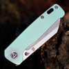 QSP Knife Penguin Folding Knife (QS130X) 3.06" 154CM Stonewashed Sheepsfoot Plain Blade, Green Titanum Handle