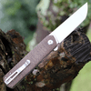 Kansept Knives Foosa (KX2020T1) 3.06" 154CM Black TiCn Coated Tanto Plain Blade, Brown Micarta Handle