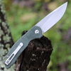 Kansept Knives Mini Accipiter (KT2007A2) 2.9" 154CM Stonewashed Drop Point Plain Blade, Green Micarta Handle