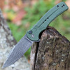CIVIVI Cogent Folding Knife (C20038D-DS1)- 3.47" Damascus Clip Point Blade, Green Micarta Handle
