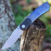 Kansept Reverie (K2025A4) 2.92" CPM-S35VN Stonewashed Clip Point Plain Blade, Titanium Bolster and Timascus Inlay Handle