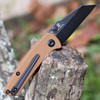 Kansept Little Main Street (KT2015A8) 2.26" 154CM Black Stonewashed Drop Point Plain Blade, Brown G-10 Handle