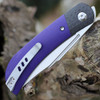 CIVIVI Appalachian Drifter II Front Flipper (C19010C-3) - 2.96" Satin Nitro-V Clip Point Blade, Purple G-10 Handle with Twill Carbon Fiber Bolster