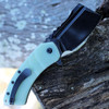 Kansept XL Korvid (KT1030A3) 3.55" 154CM Black TiNi Coated Cleaver Plain Blade, Jade G-10 Handle