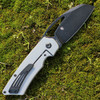 Kansept Goblin XL (K1016A1) - 3.50" CPM-S35VN Black TiCn Stonewashed Tanto Plain Blade, Grey Titanium Handle
