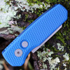 Pro-Tech Knives Runt 5 Automatic (R5205-BLUE) - 1.9" CPM 20CV Bead Blast Reverse Tanto Blade, Textured Blue Aluminum Handle