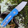 Pro-Tech Knives Runt 5 Automatic (R5205-BLUE) - 1.9" CPM 20CV Bead Blast Reverse Tanto Blade, Textured Blue Aluminum Handle