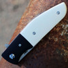 CRKT Curfew (CR2867) 3.10" 8Cr18MoV Satin Drop Point Plain Blade, White Micarta Handle with Black Aluminum Bolster