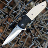 CRKT Curfew (CR2867) 3.10" 8Cr18MoV Satin Drop Point Plain Blade, White Micarta Handle with Black Aluminum Bolster