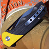 Bestech Airsteam Folding Knife (BG47A) - 3.9" D2 Two Tone Drop Point Blade, Black & Yellow G-10 Handle