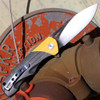 Bestech Airsteam Folding Knife (BG47A) - 3.9" D2 Two Tone Drop Point Blade, Black & Yellow G-10 Handle