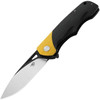 Bestech Airsteam Folding Knife (BG47A) - 3.9" D2 Two Tone Drop Point Blade, Black & Yellow G-10 Handle