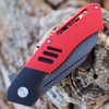 Bestech Rockface Folding Knife (BG46D) - 3.4" D2 Black Wharncliffe Blade, Red & Black G-10 Handle