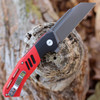 Bestech Rockface Folding Knife (BG46D) - 3.4" D2 Black Wharncliffe Blade, Red & Black G-10 Handle