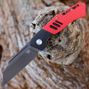 Bestech Rockface Folding Knife (BG46D) - 3.4" D2 Black Wharncliffe Blade, Red & Black G-10 Handle