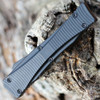 MINI Eagle OTF titanium-coated black aluminum handle and slide-release detail 06BO246