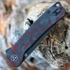 QSP Osprey (QS139F2) 3.25" 14C28N Black Drop Point Plain Blade, Black and Red G-10/CF Handle