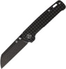 QSP Knife Penguin Frame Lock (QS130-OFRG) - 3.0" 154CM Black Stonewashed Sheepsfoot Plain Blade, Black Sculpted Titanium Handle