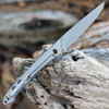 Boker Plus Urban Spillo (01BO469) 2.99" 440C Stonewashed Spear Point Plain Blade, Stonewashed Stainless Steel Handle