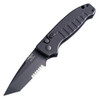 Hogue Ballista  Automatic (HO64120) 3.5" 154CM Black Partially Serrated Tanto Blade, Matte Black Aluminum  Handle