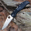 Spyderco Stretch 2 XL Lightweight (C258SBK) - 3.92" VG-10 Satin Sarrated Blade, Black FRN Handle
