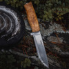 Helle GT Fixed Blade - Curly Birch, Leather (5" 14C28N Polished) Blk Leather Sheath